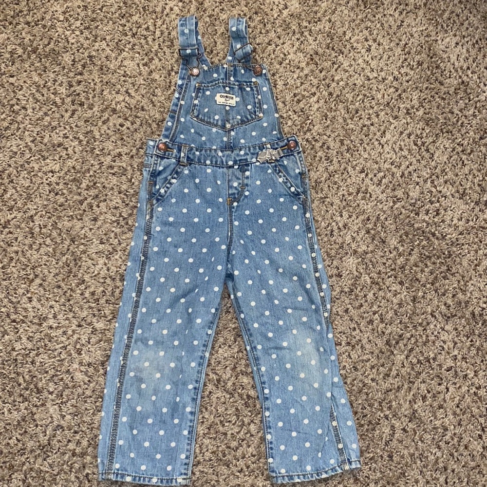 Oshkosh polka dot denim overalls 4t